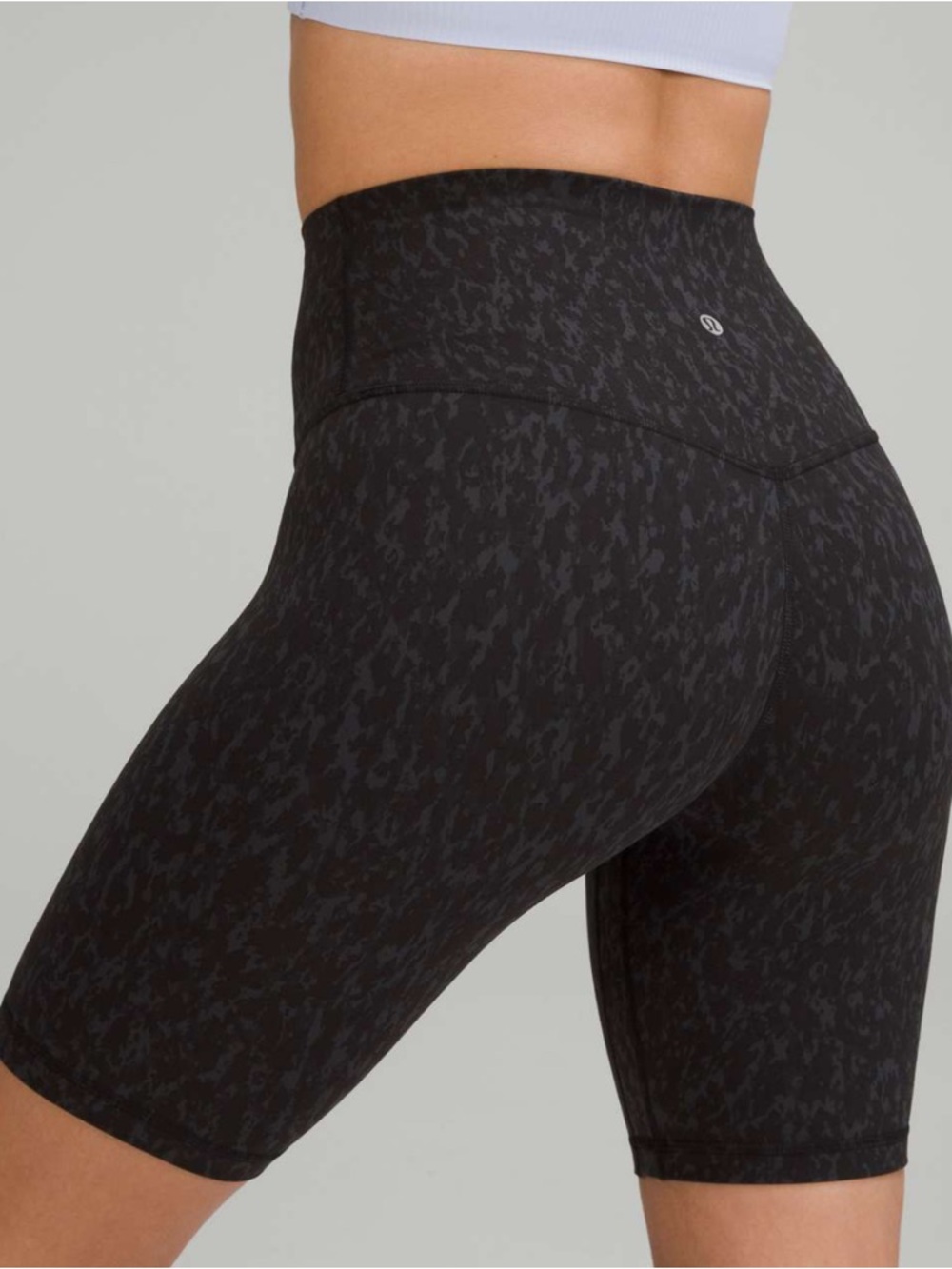 lululemon athletica Black & Charcoal Patterned High-Rise Bike Shorts